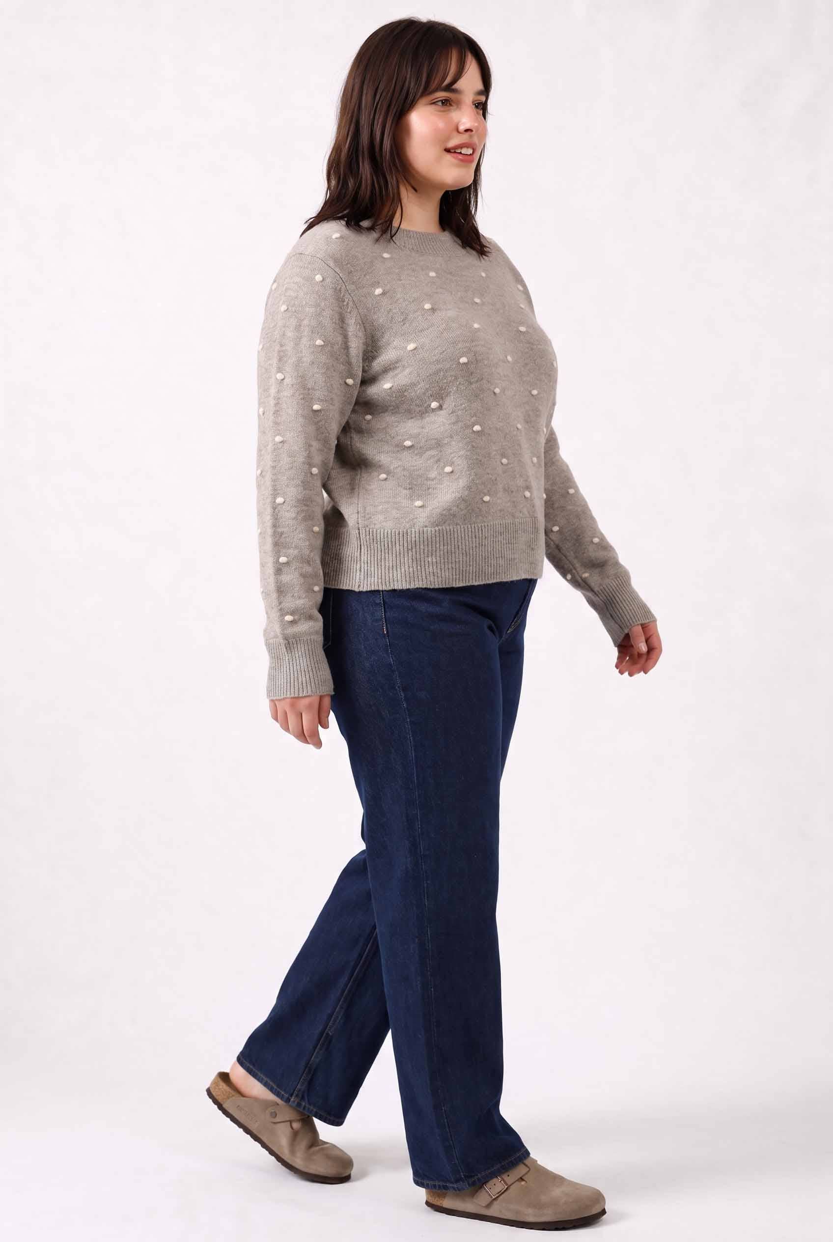 Be Cool - [PLUS] COZY DOTTED KNIT CREWNECK SWEATER