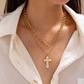 Gold-Tone Chain Pearl Cross  | 80N93780