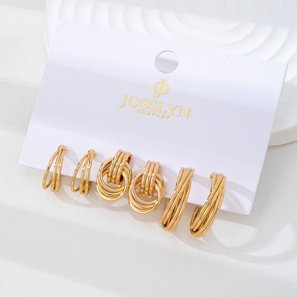 Multi-Line Hoop Earring Set | 80E62143