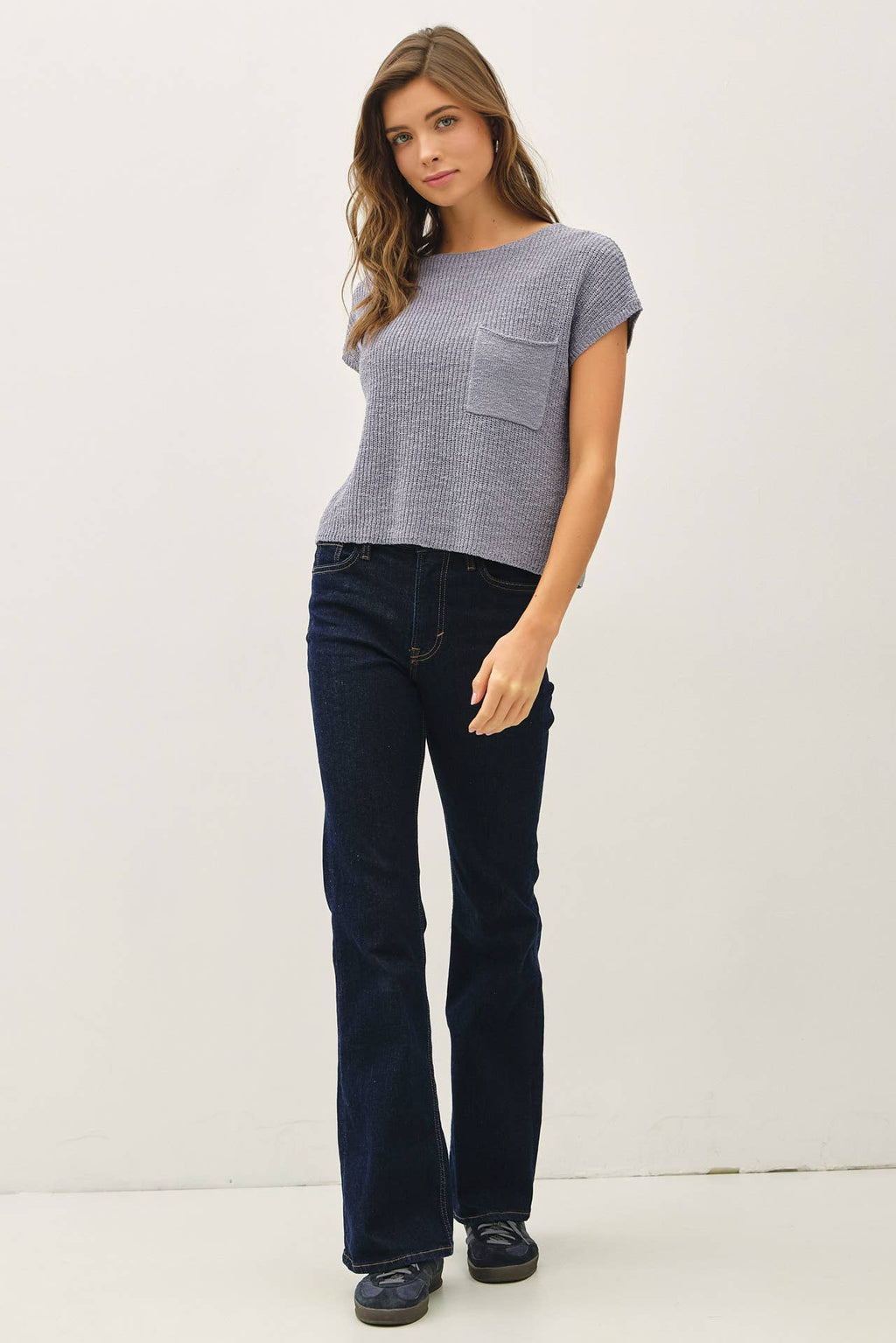 Be Cool - [NEW COLOR] PATCH POCKET DOLMAN CAP SLEEVE BOXY KNIT
