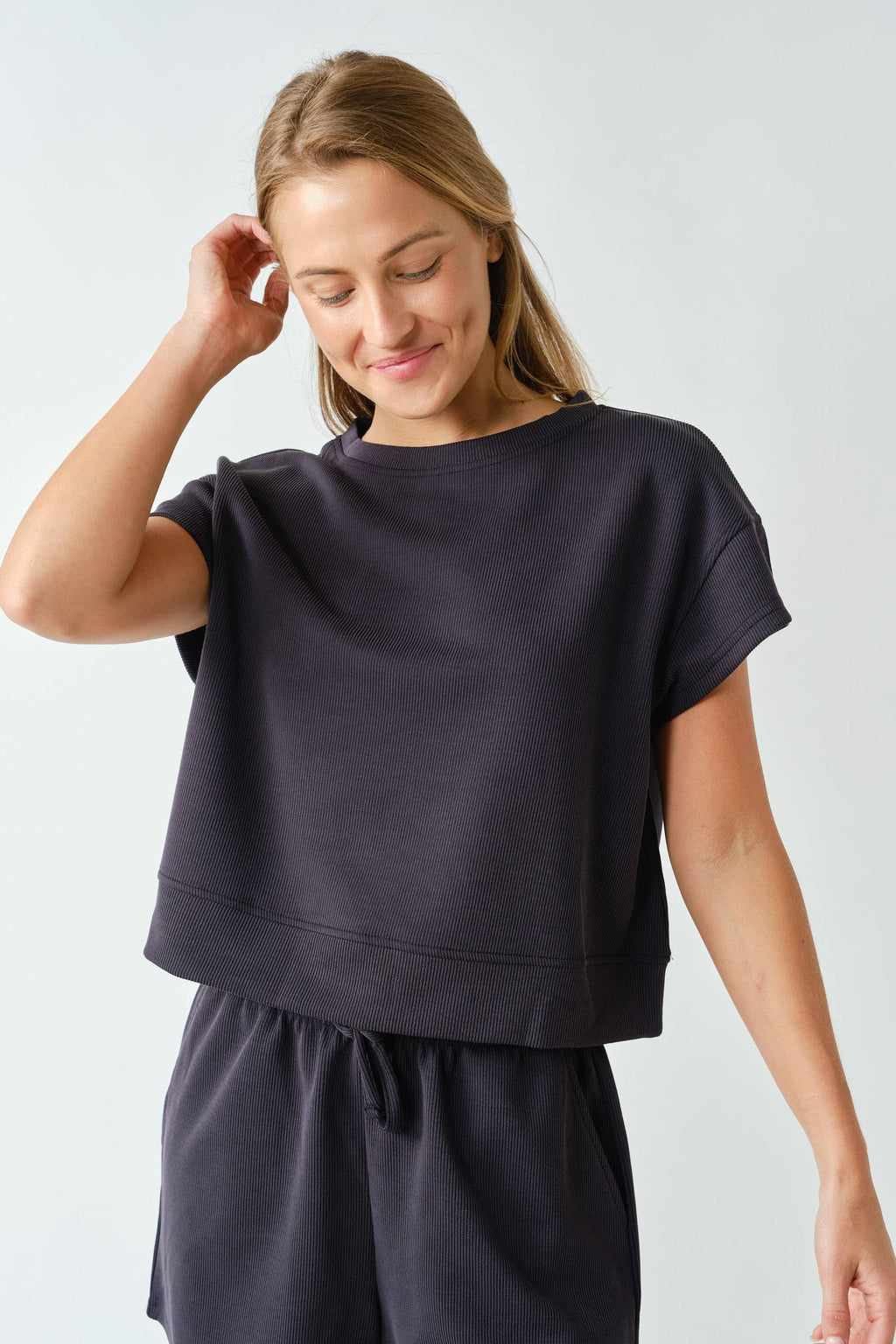 Mono B - Luxe Sand Wash Rib Classic Tee Set