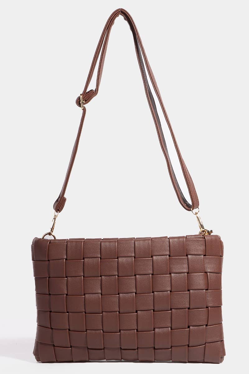 Leather Basket Weave Hand Bag