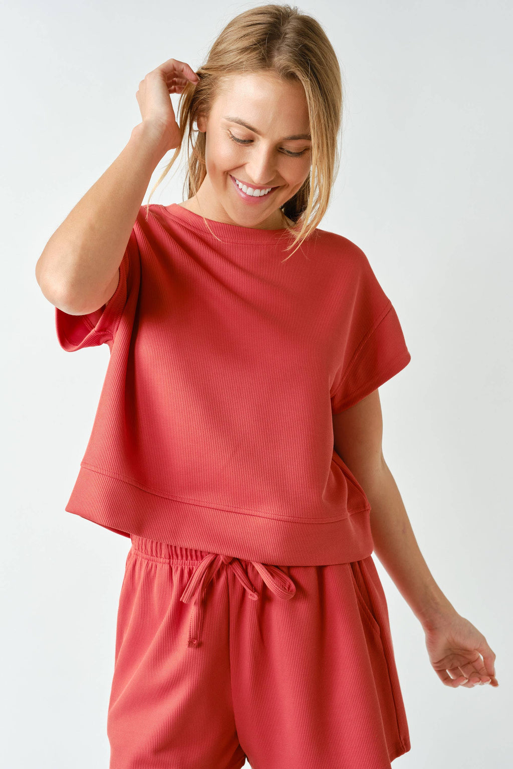 Mono B - Luxe Sand Wash Rib Classic Tee Set