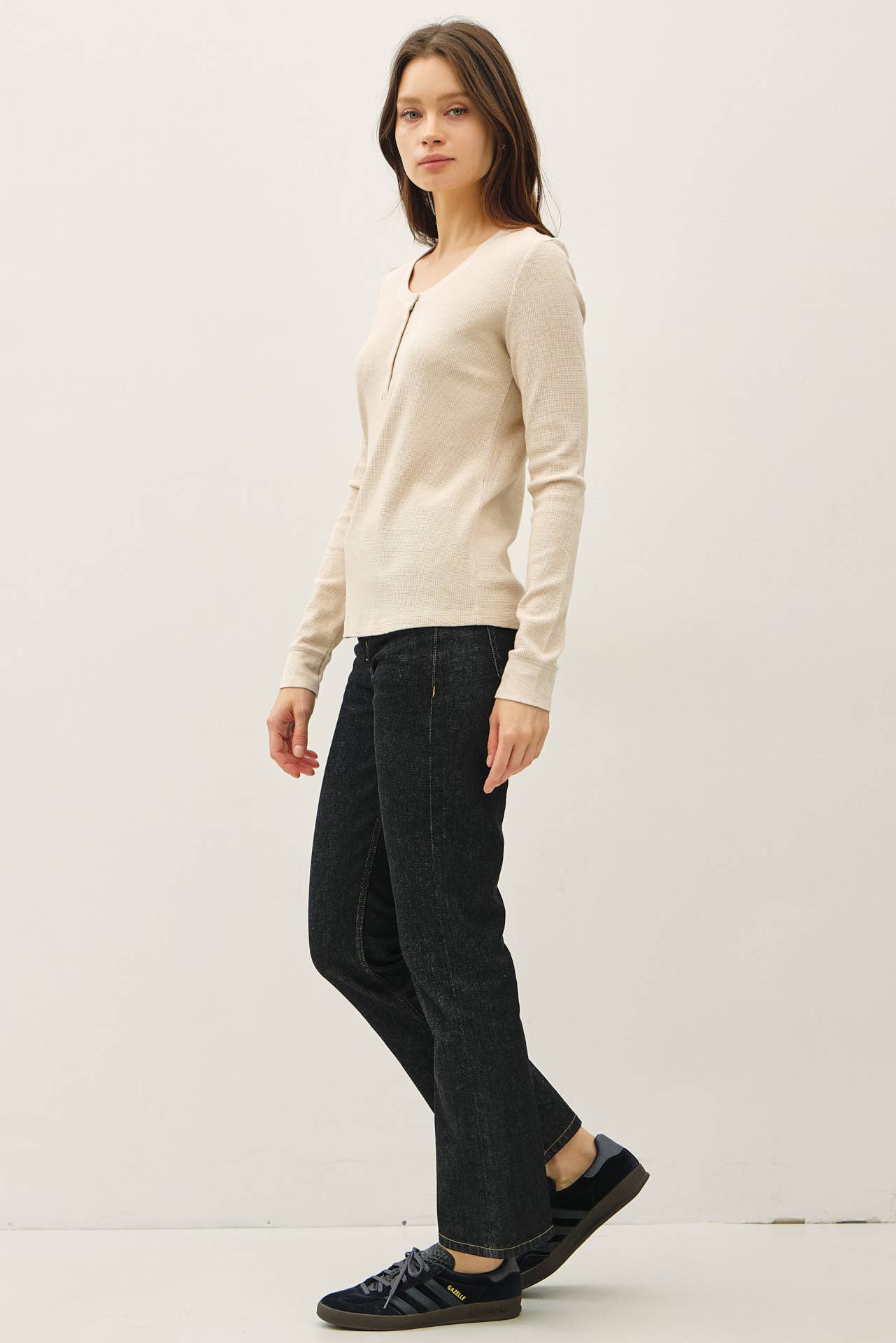 Be Cool - STITCHED THERMAL HENLEY NECK TOP