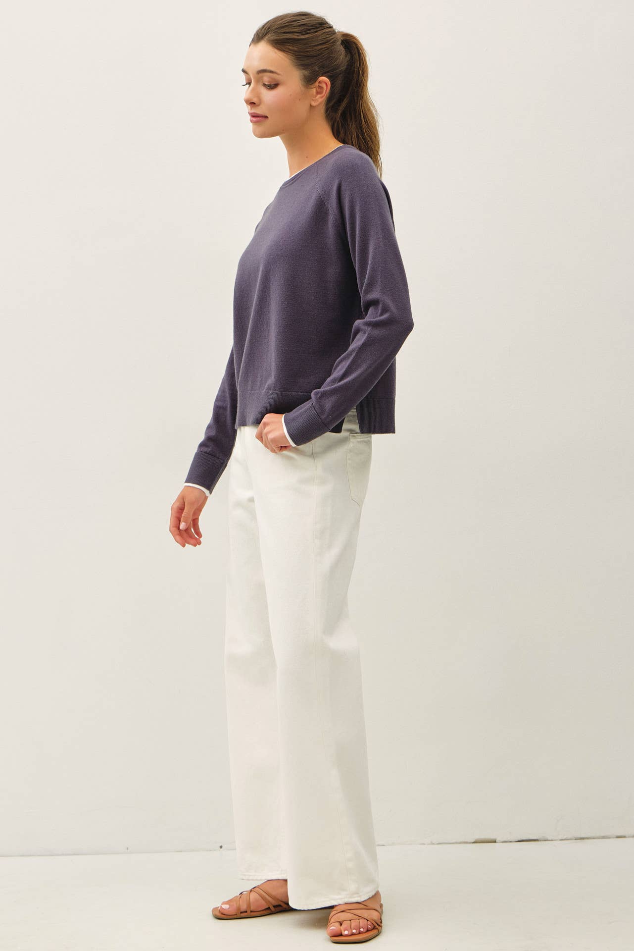 DOUBLE LAYERED RAGLAN SWEATER