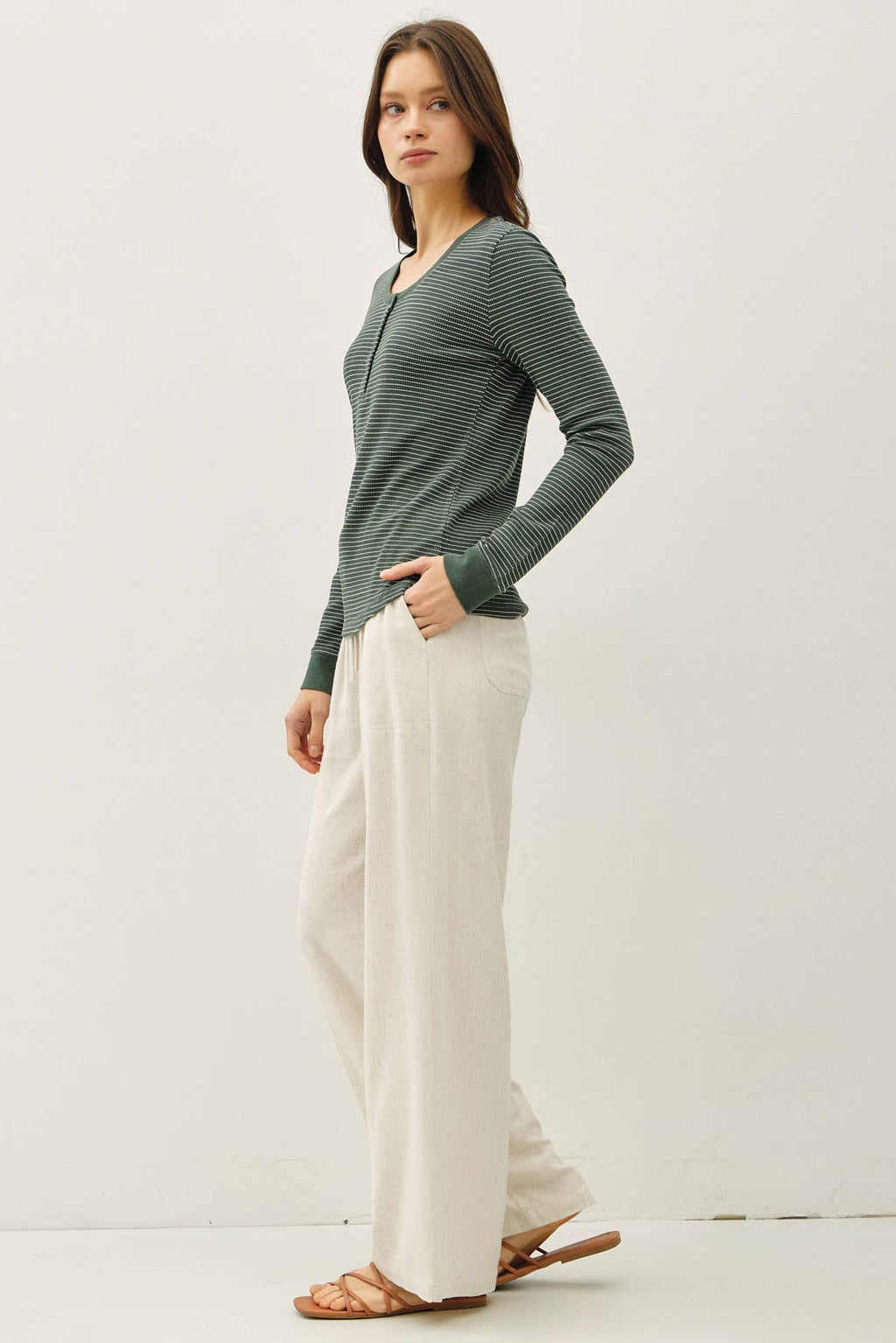Be Cool - STITCHED THERMAL HENLEY NECK TOP