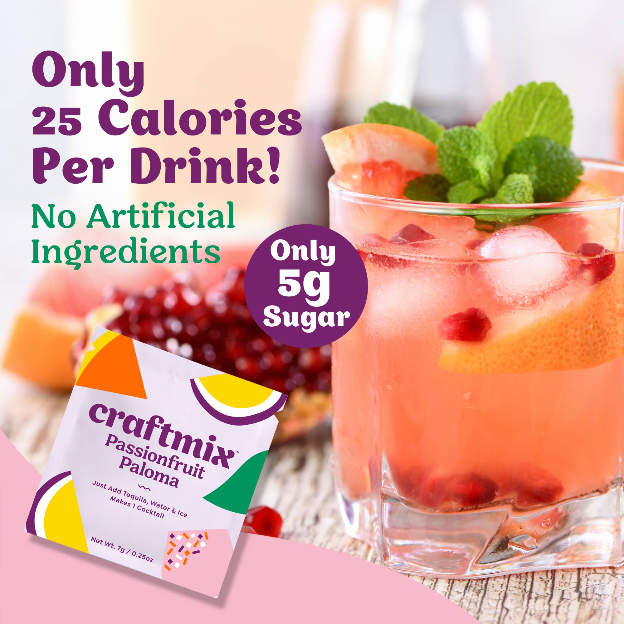Craftmix - Passionfruit Paloma Cocktail Mixer - 6 Servings Multipack