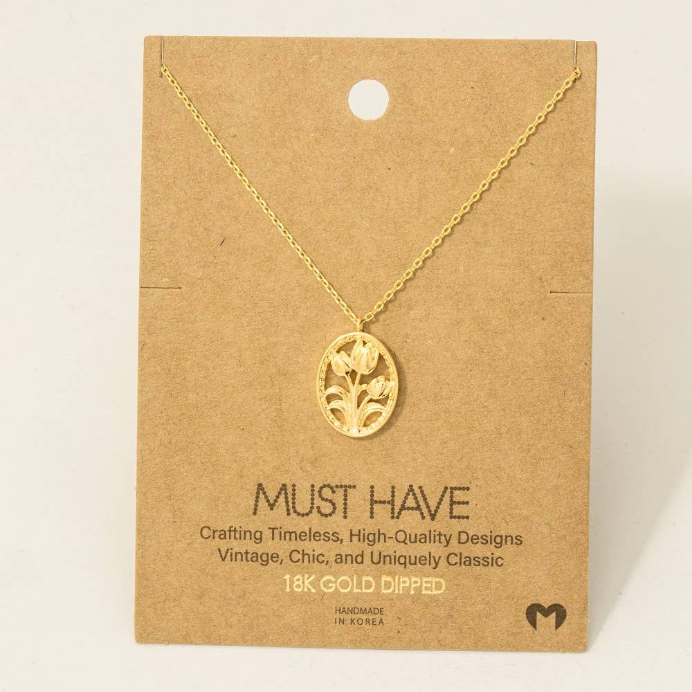 Tulip Coin Pendant Necklace