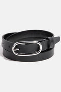 Long Oval Buckle Leather Belt