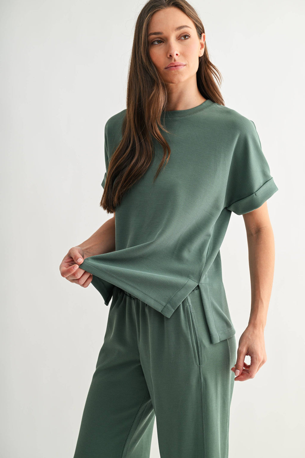 Mono B - Luxe Sand Wash Rib Lounge Tee