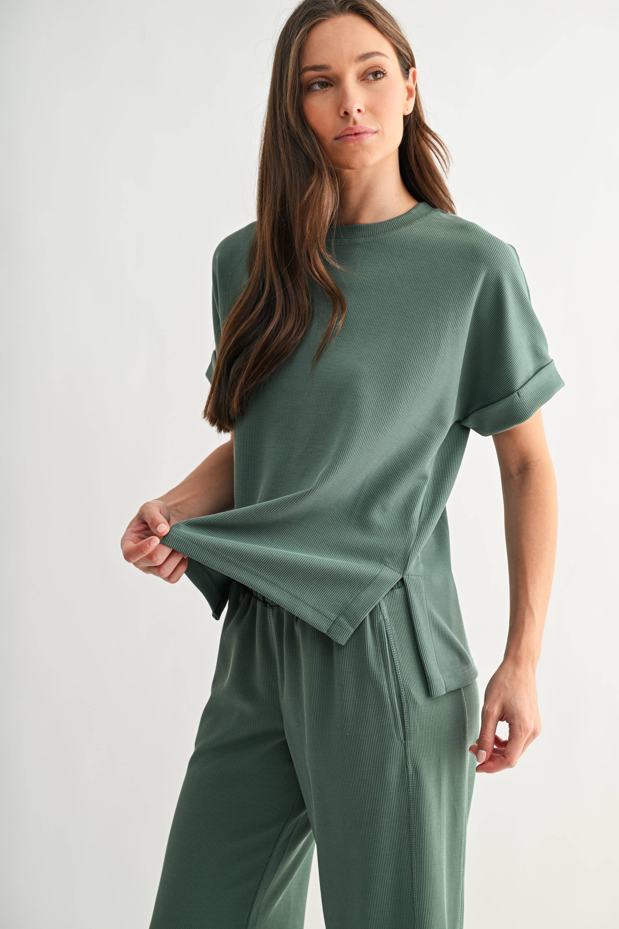 Mono B - Luxe Sand Wash Rib Lounge Tee
