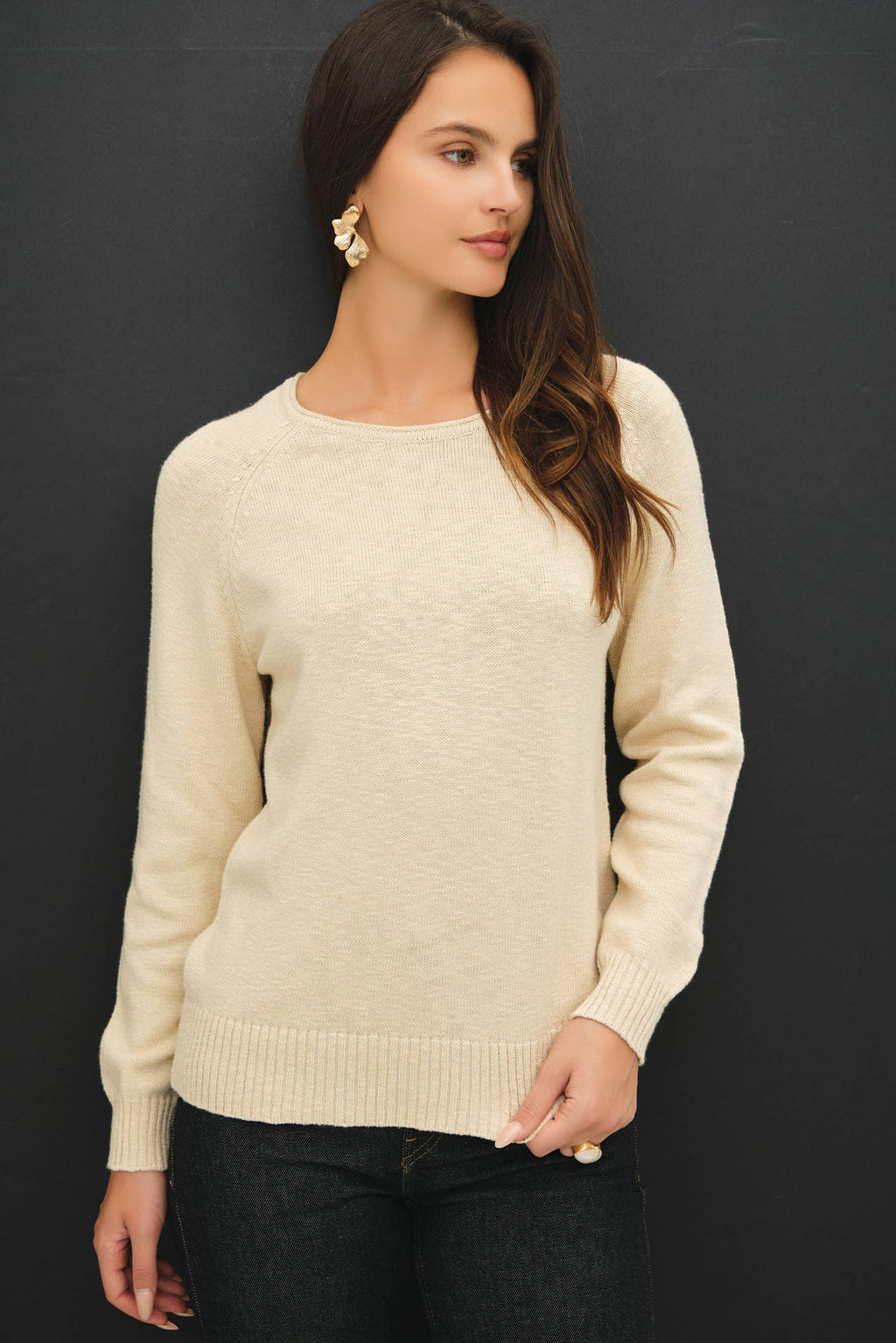 Be Cool - [NEW SHADE]RAGLAN SLEEVE SLUB PULLOVER SWEATER