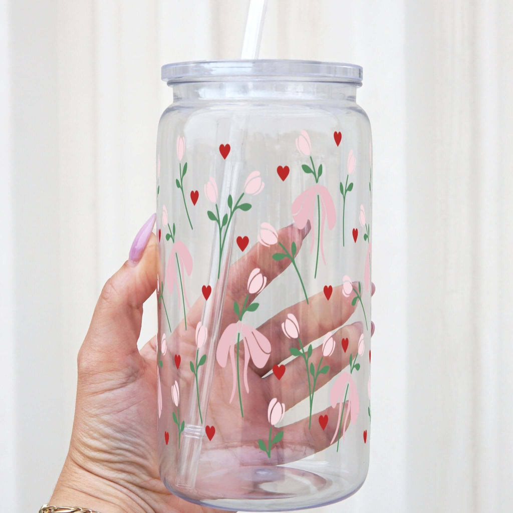 Sip-Sip Hooray! - Tulips and Bows Cup With Lid and Straw