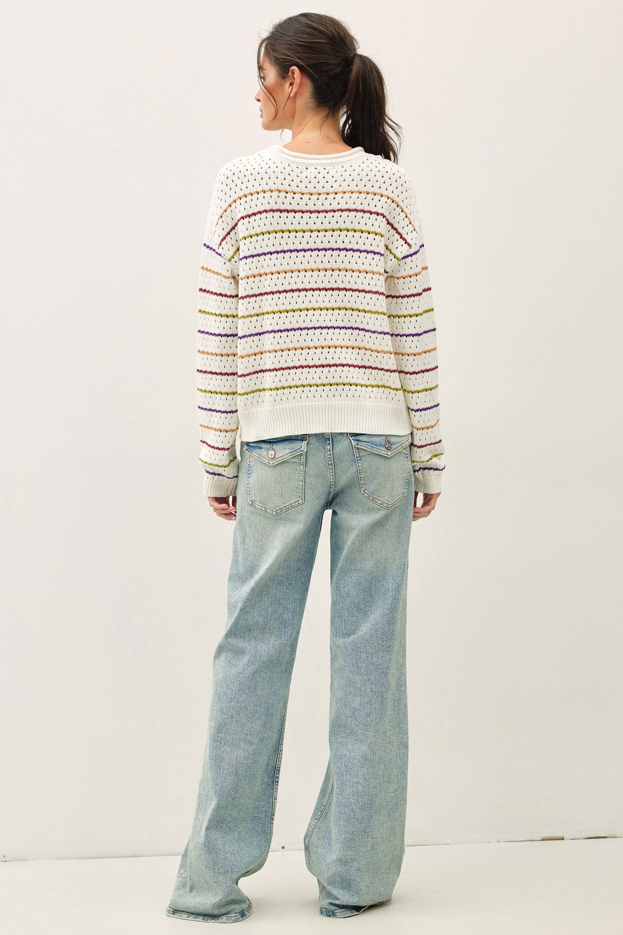 Be Cool - MULTICOLORED STRIPES CROCHET SWEATER