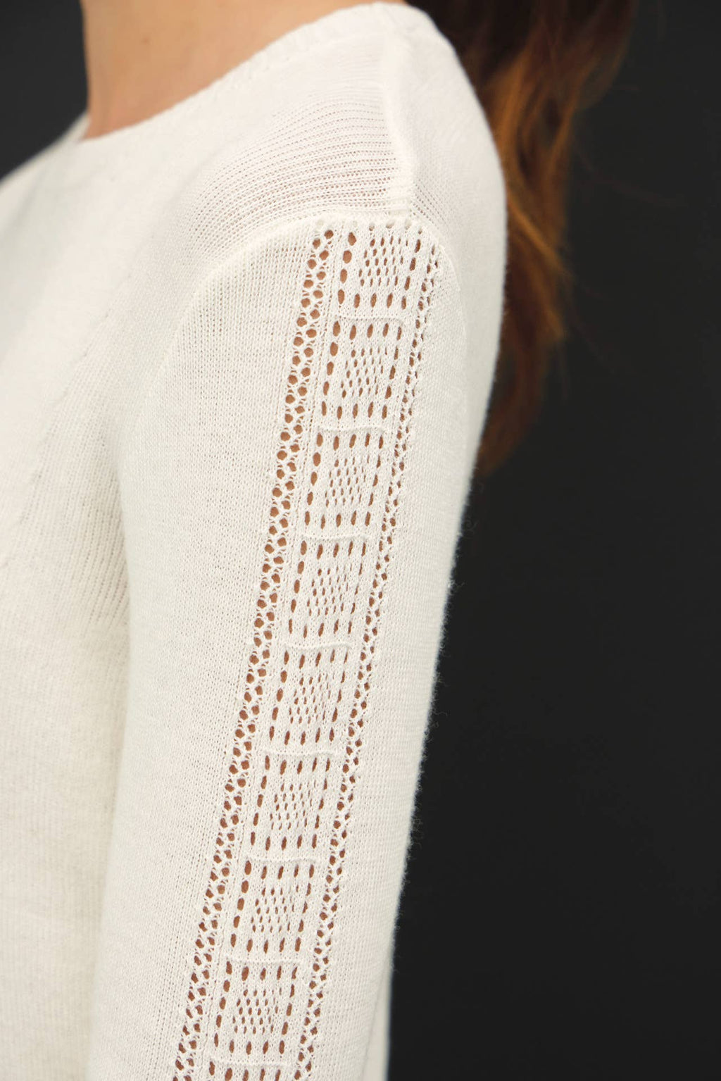 Be Cool - CROCHET SLEEVE POINTELLE FINE SWEATER
