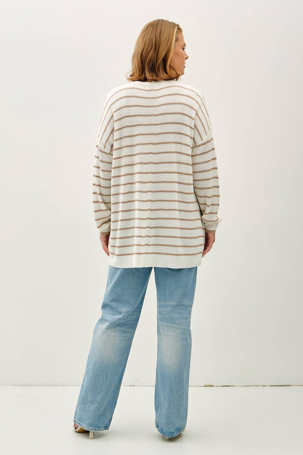 Be Cool - PLUS SIZE CLASSIC STRIPED OPEN CARDIGAN