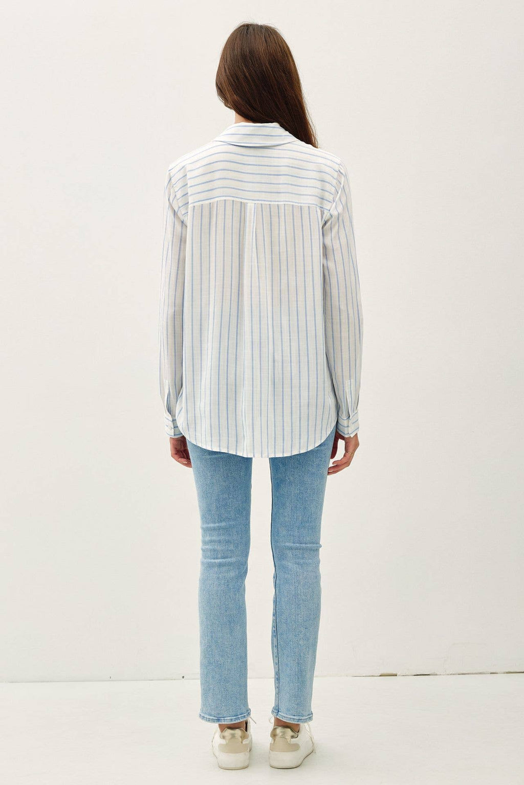 Be Cool - LIGHWEIGHT VERTICAL STRIPE BUTTON UP SHIRT