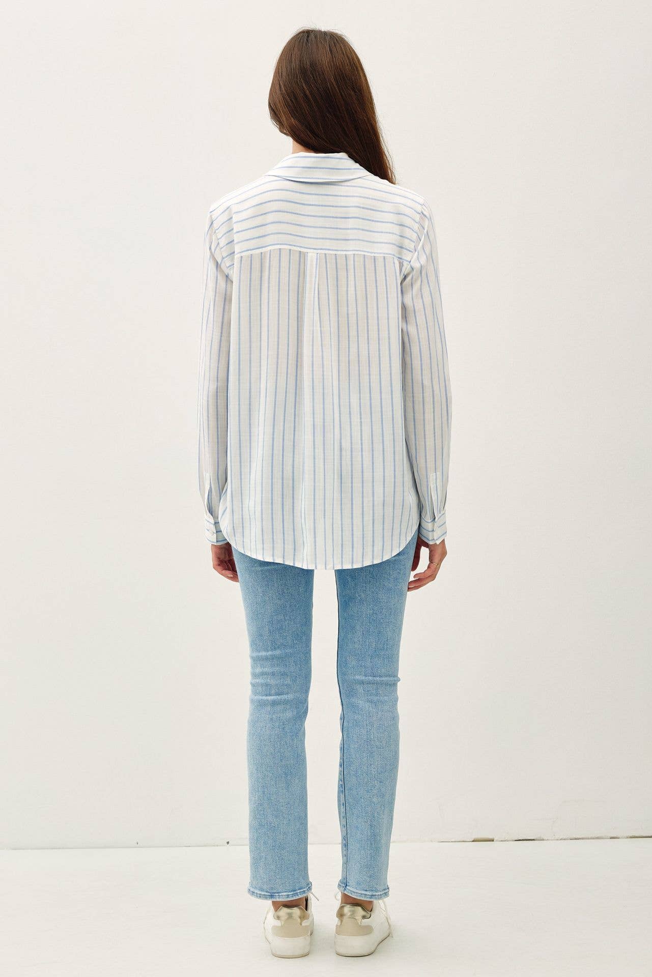 Be Cool - LIGHWEIGHT VERTICAL STRIPE BUTTON UP SHIRT