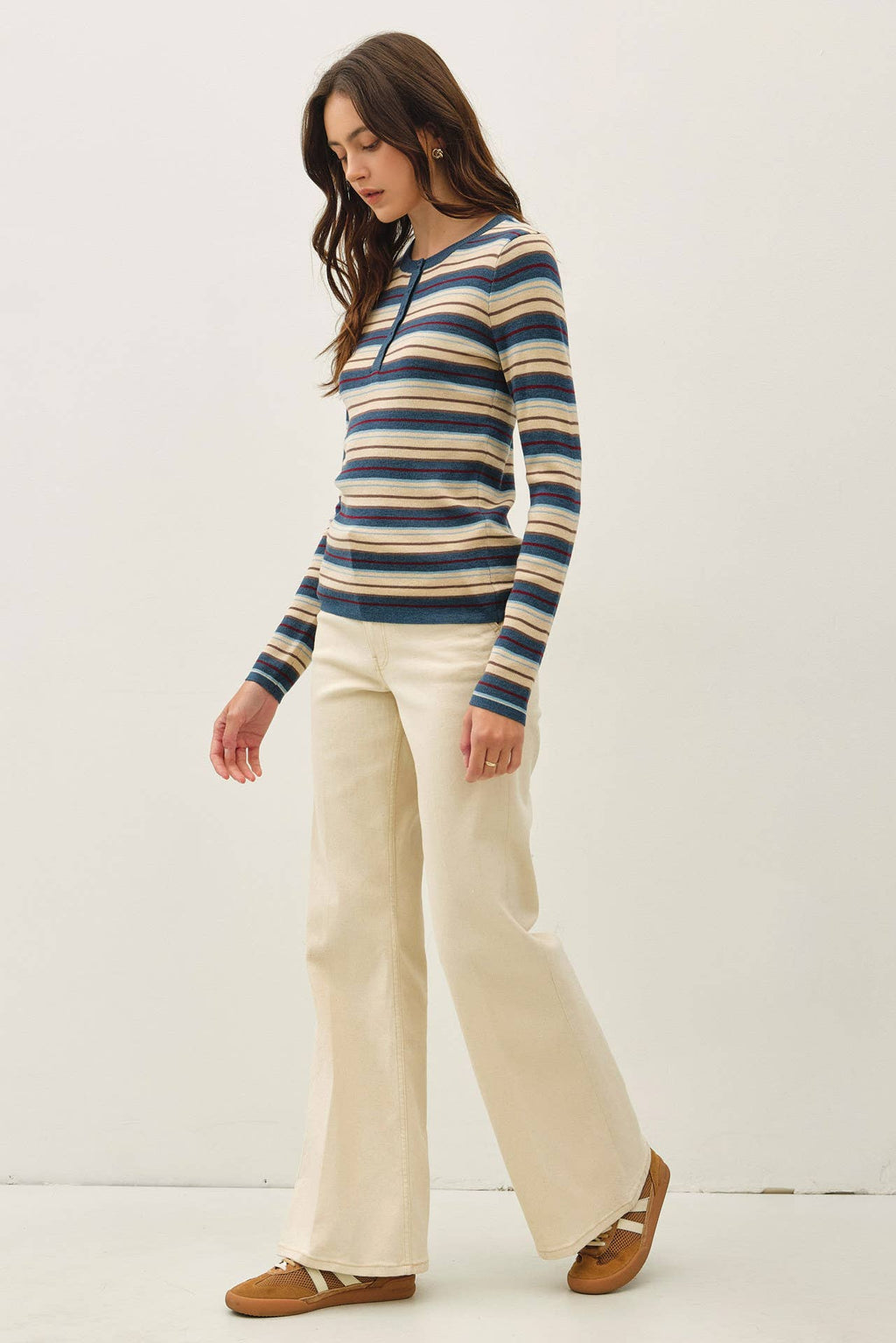 STRIPED HENLEY SWEATER