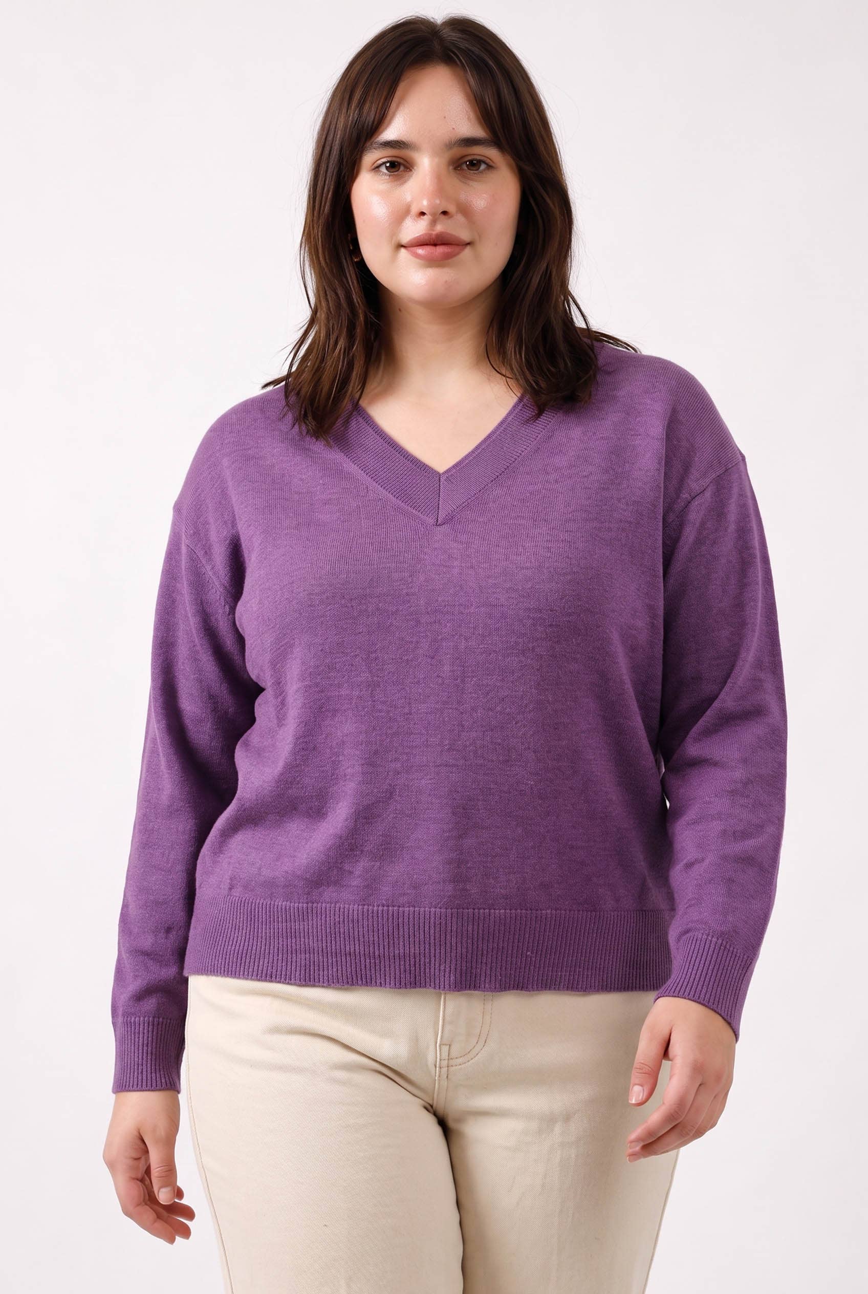 Be Cool - [PLUS] WOOL BLENDED LAYER LOOK NECK RIB  SWEATER