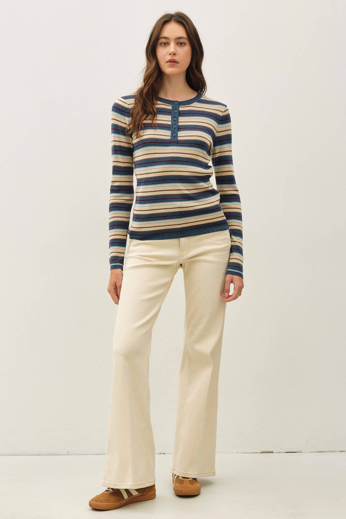 STRIPED HENLEY SWEATER