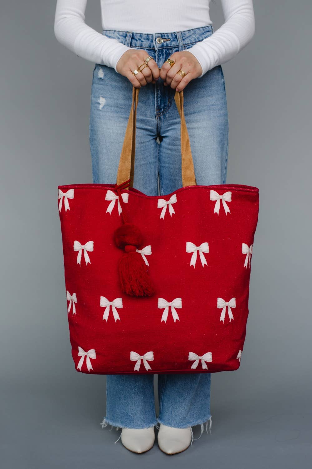 Panache Apparel Co. - Red & White Bow Tote