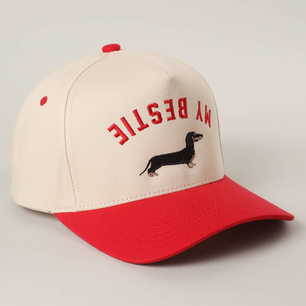 Fashion City - MY BESTIE Dachshund Embroidery Two-Tone Trucker Hat