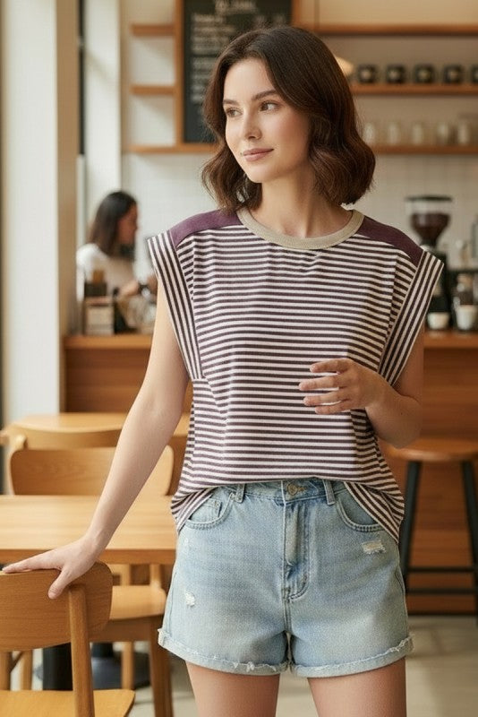 Color Blocked Plum Top