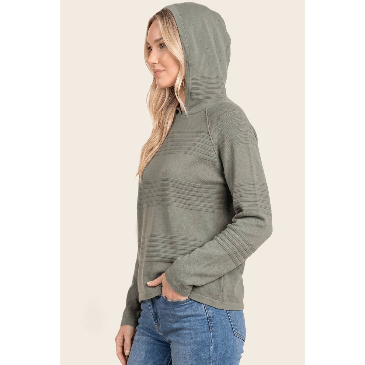STACCATO - TEXTURE STRIPED HOODIE SWEATER