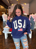 Navy USA  Embroidered Mockneck 