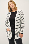 Be Cool - PLUS SIZE CLASSIC STRIPED OPEN CARDIGAN
