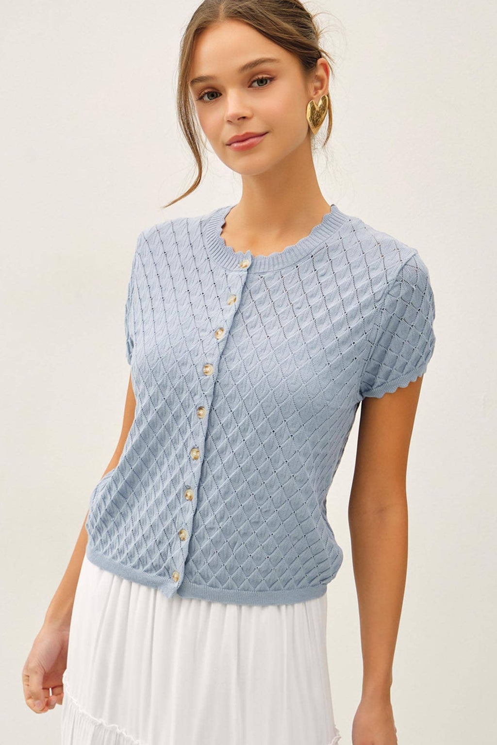 POINTELLE STITCH CARDIGAN