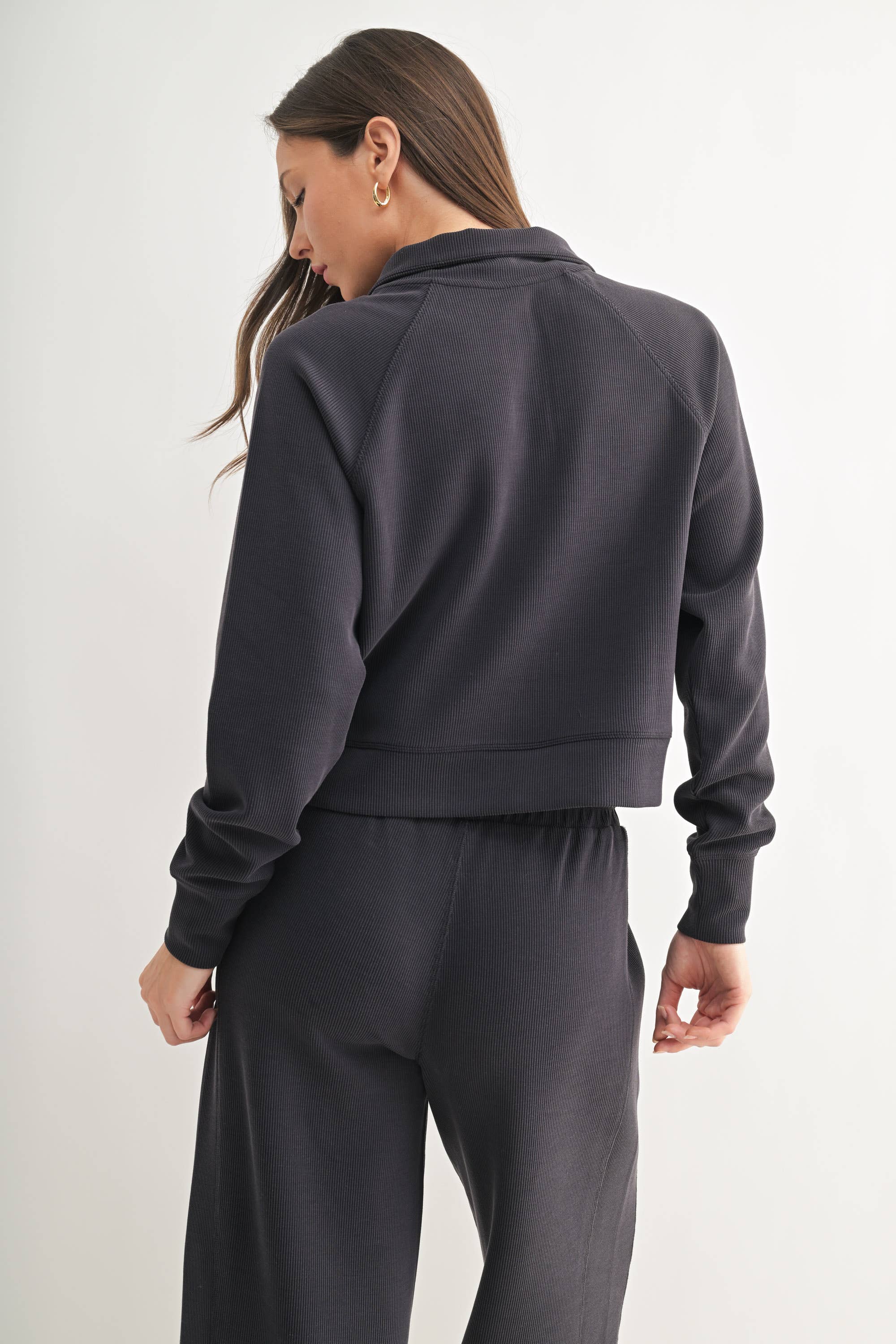 Mono B - Luxe Sand Wash Rib 1/4 Zip Sweater