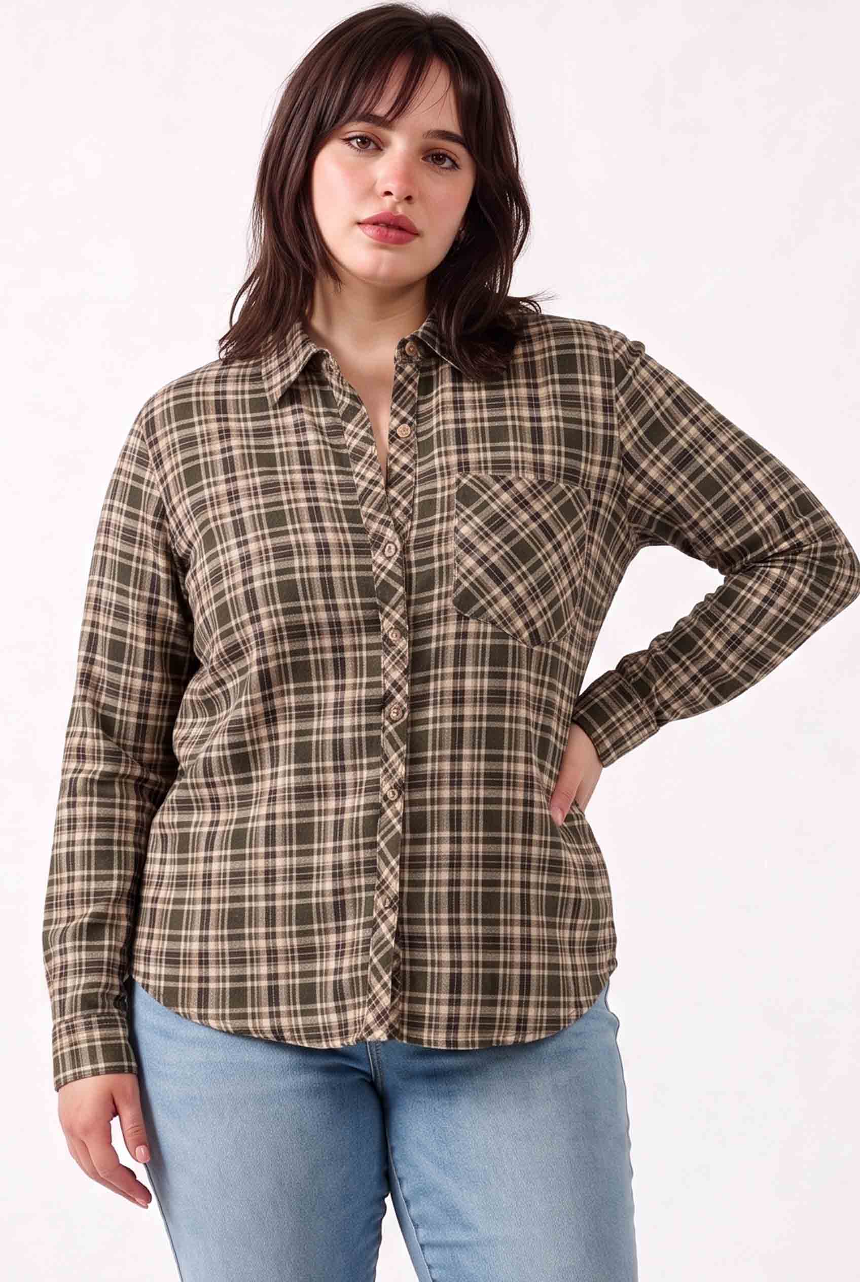 Be Cool - [PLUS] WANDER PLAID BUTTON DOWN SHIRT