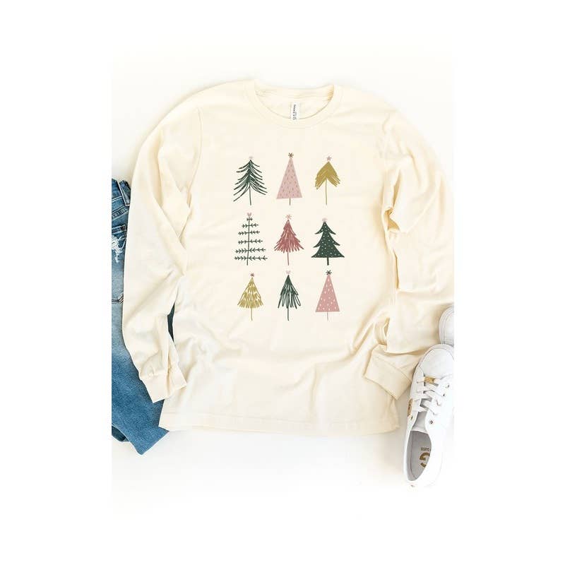 Boho Christmas Trees Long Sleeve