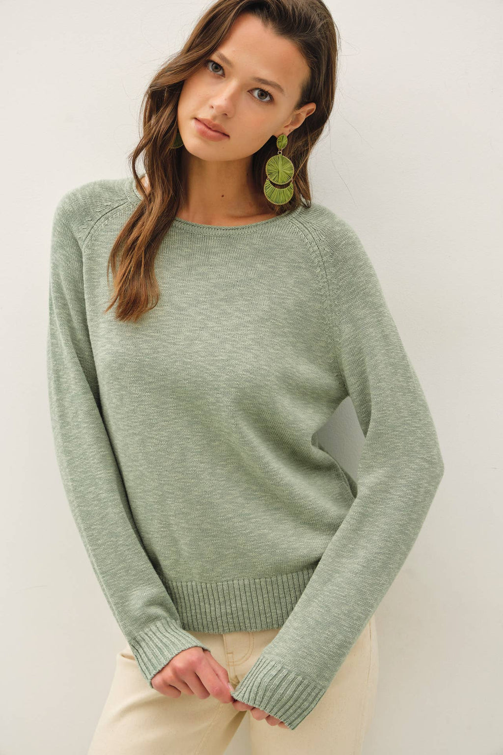 Be Cool - [NEW SHADE]RAGLAN SLEEVE SLUB PULLOVER SWEATER