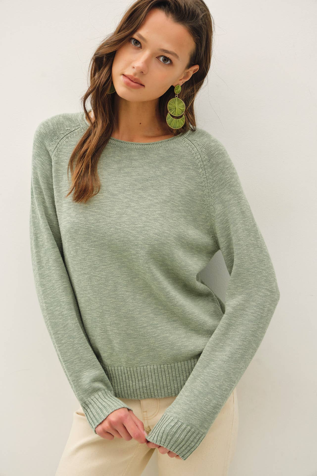 Be Cool - [NEW SHADE]RAGLAN SLEEVE SLUB PULLOVER SWEATER