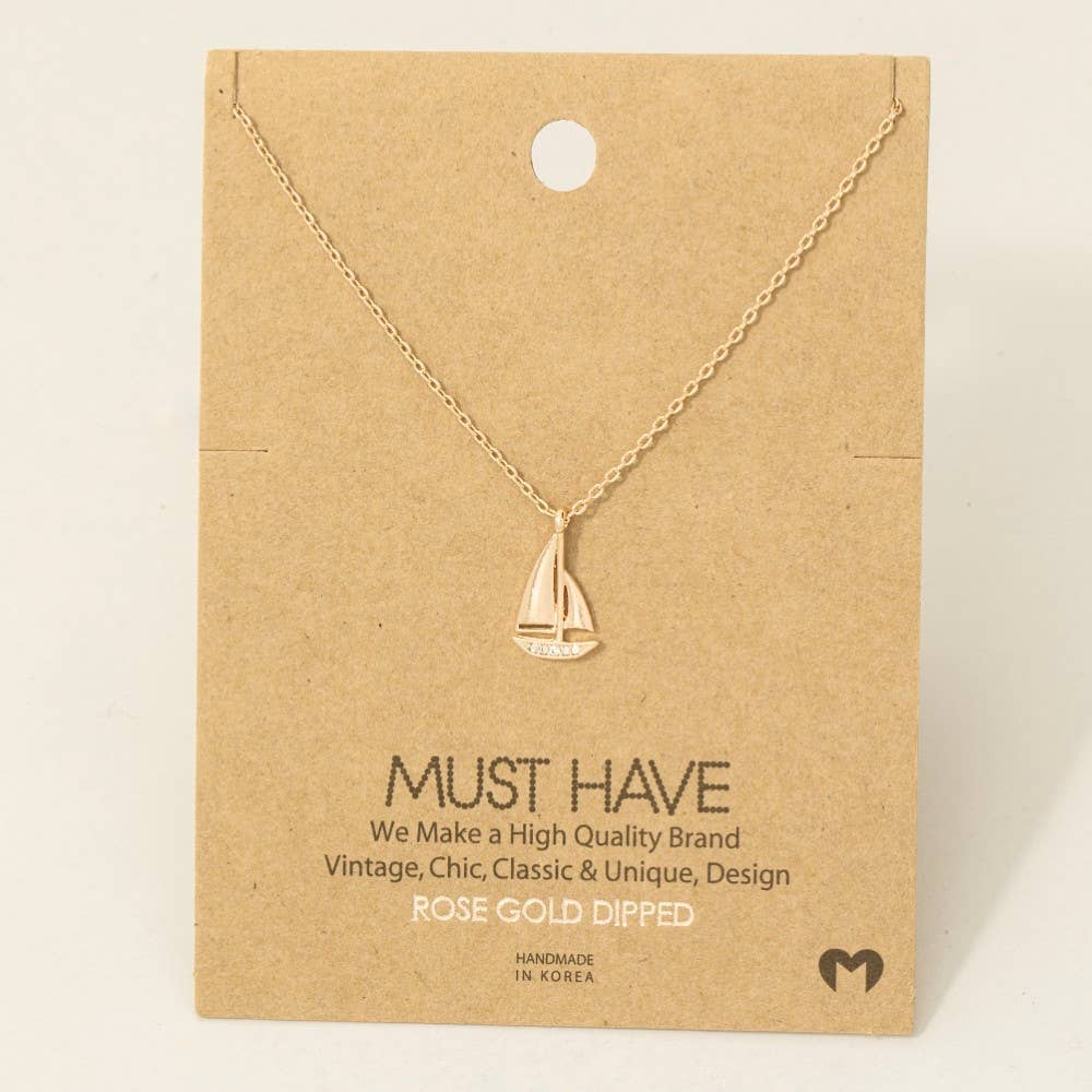 Gold Dipped Sailboat Pendant Necklace