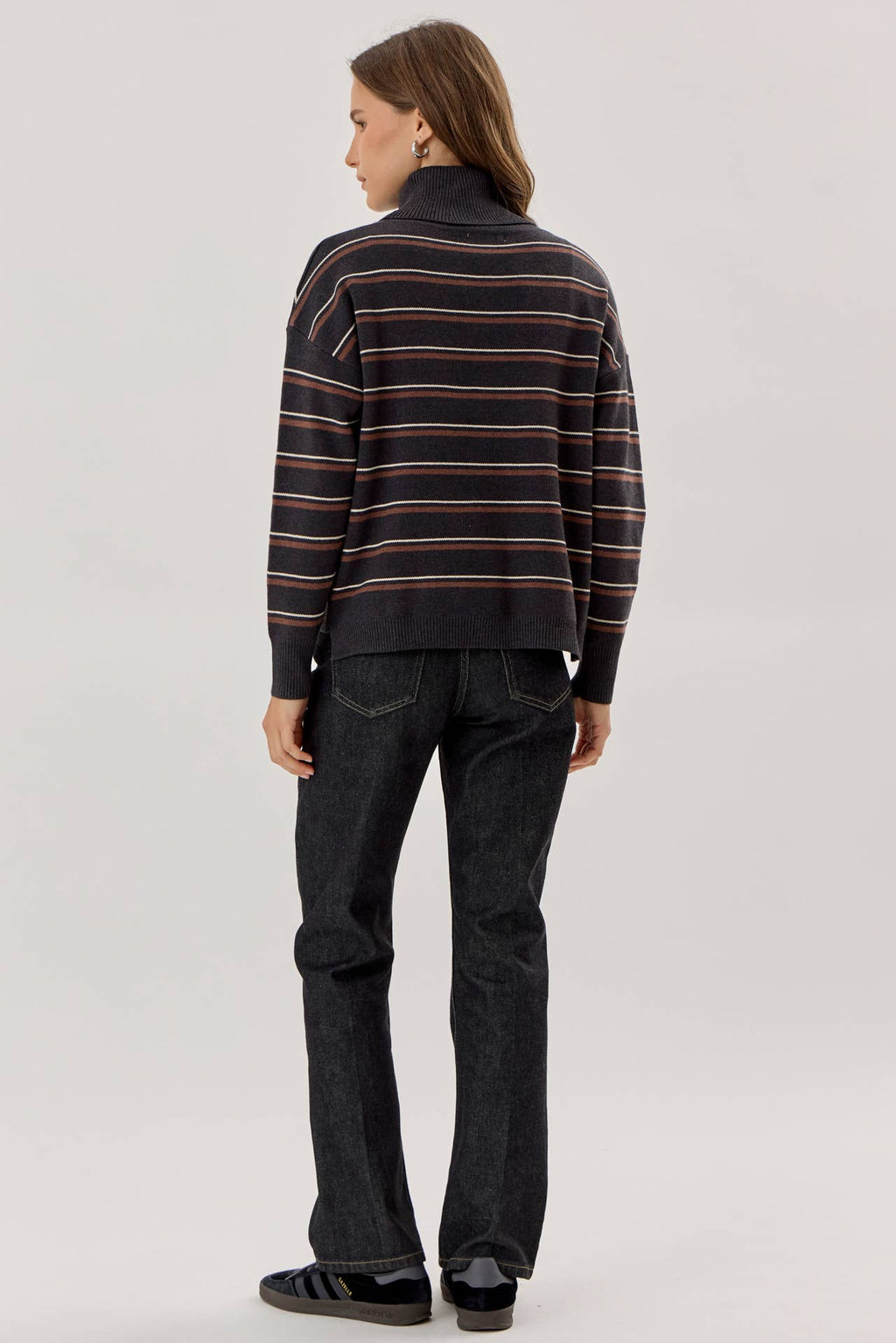 PREPPY STRIPED TURTLENECK SWEATER