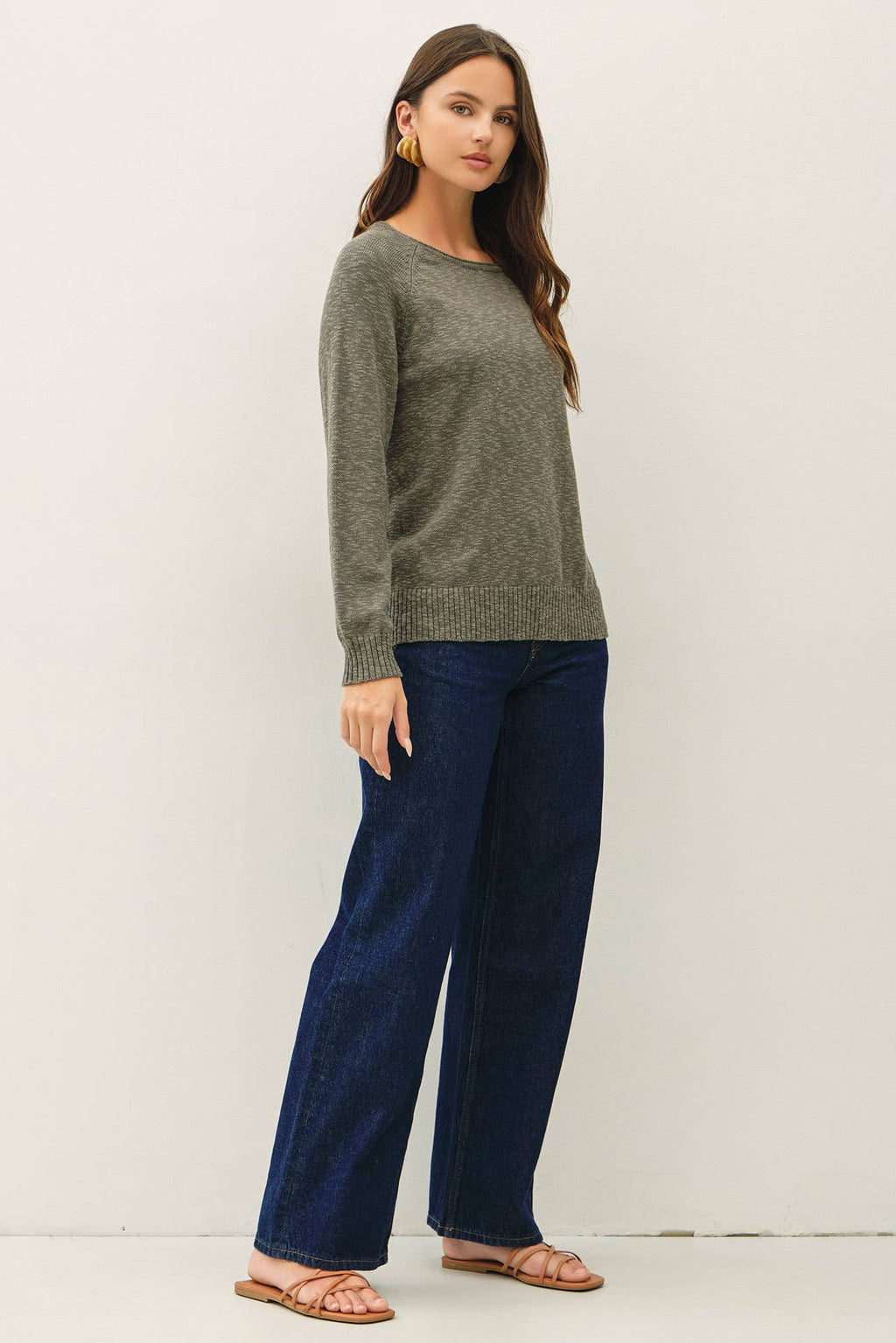 Be Cool - [NEW SHADE]RAGLAN SLEEVE SLUB PULLOVER SWEATER