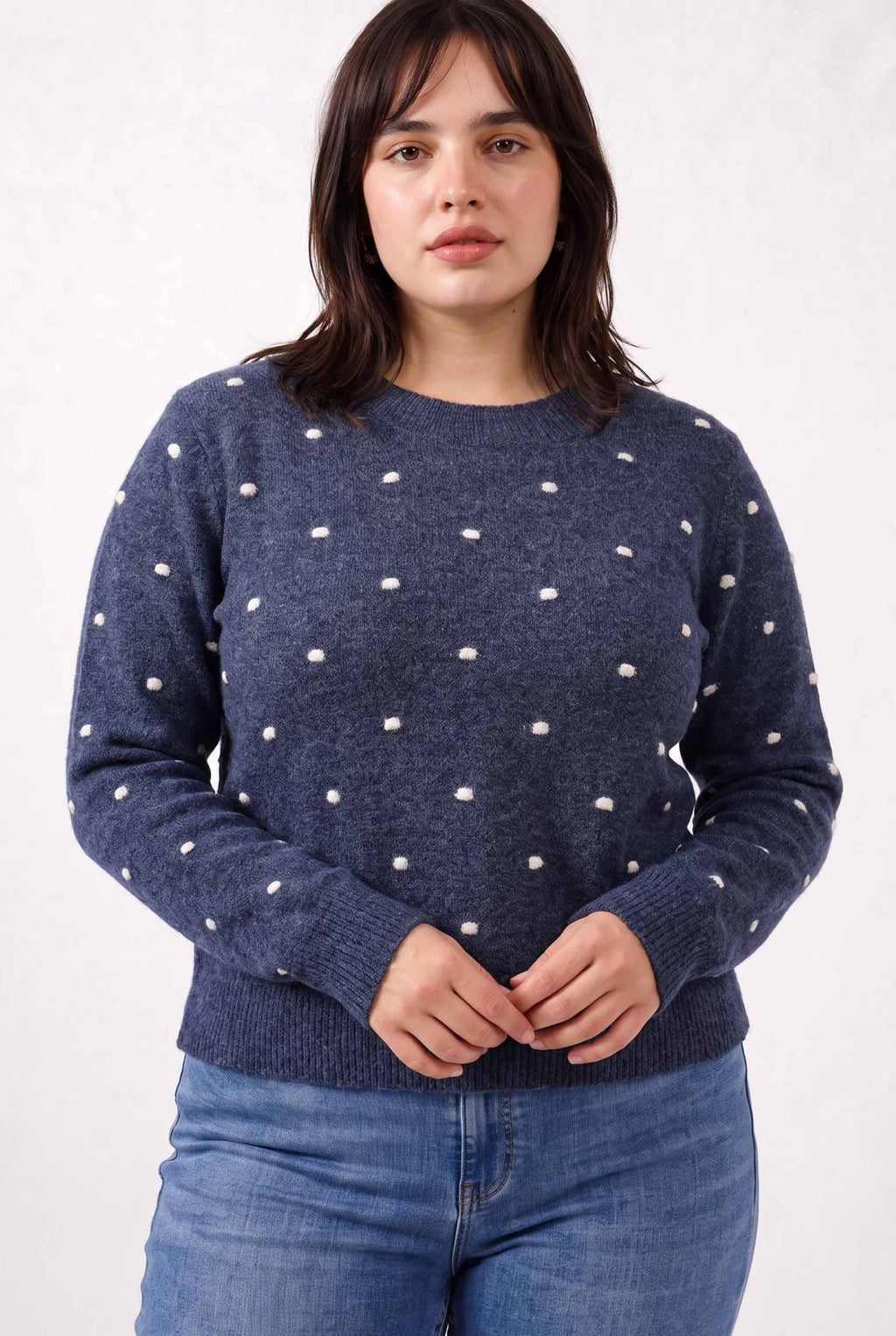 Be Cool - [PLUS] COZY DOTTED KNIT CREWNECK SWEATER