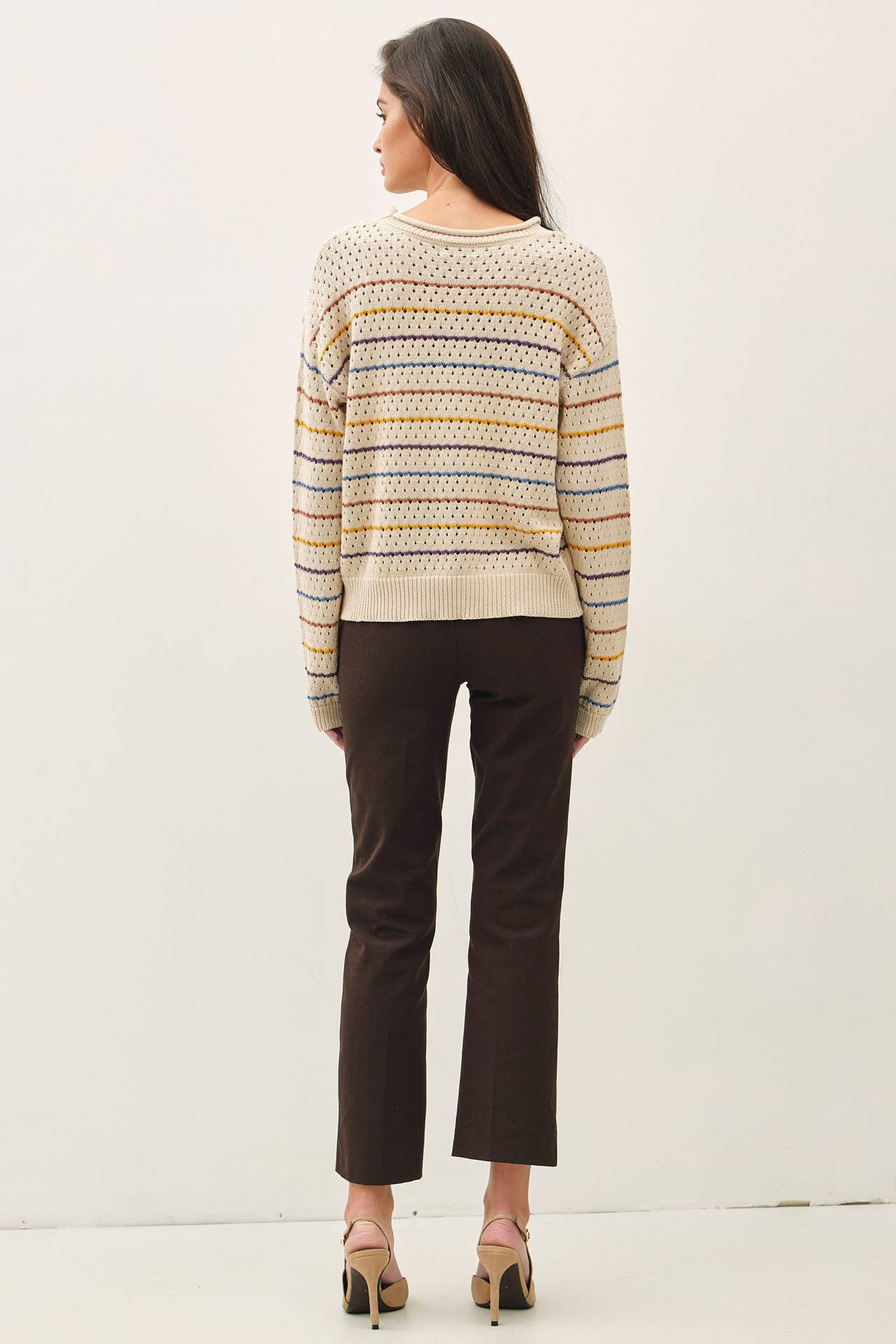 Be Cool - MULTICOLORED STRIPES CROCHET SWEATER
