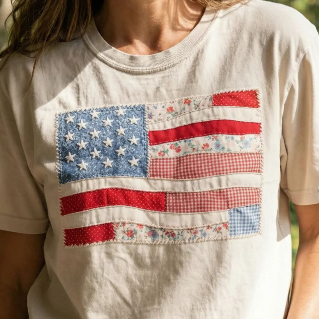 American Flag Patchwork Tee