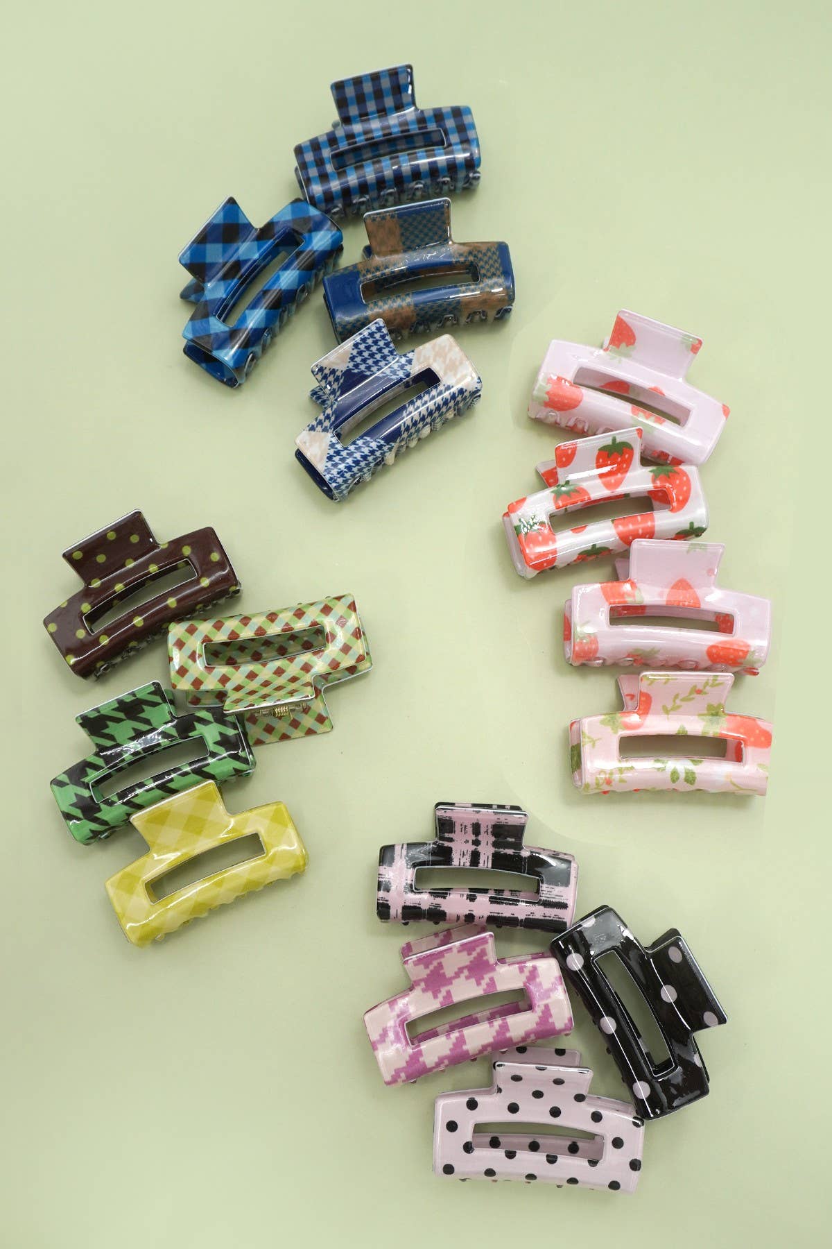 Mini Rectangle Pattern Hair Claw Clips