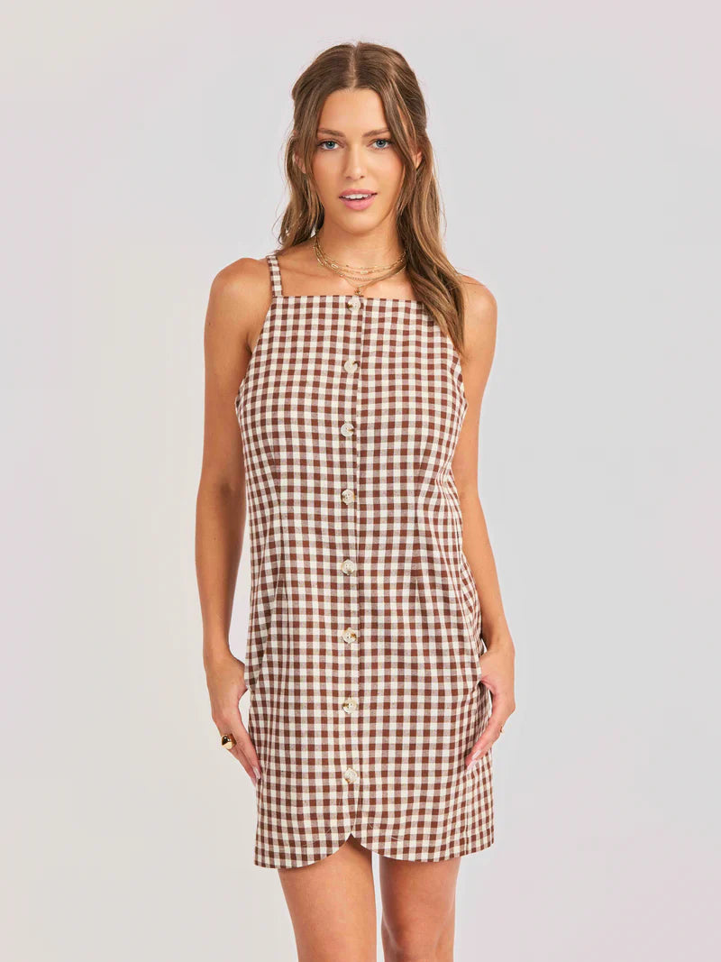 Mustang Gingham Buttoned Mini Dress