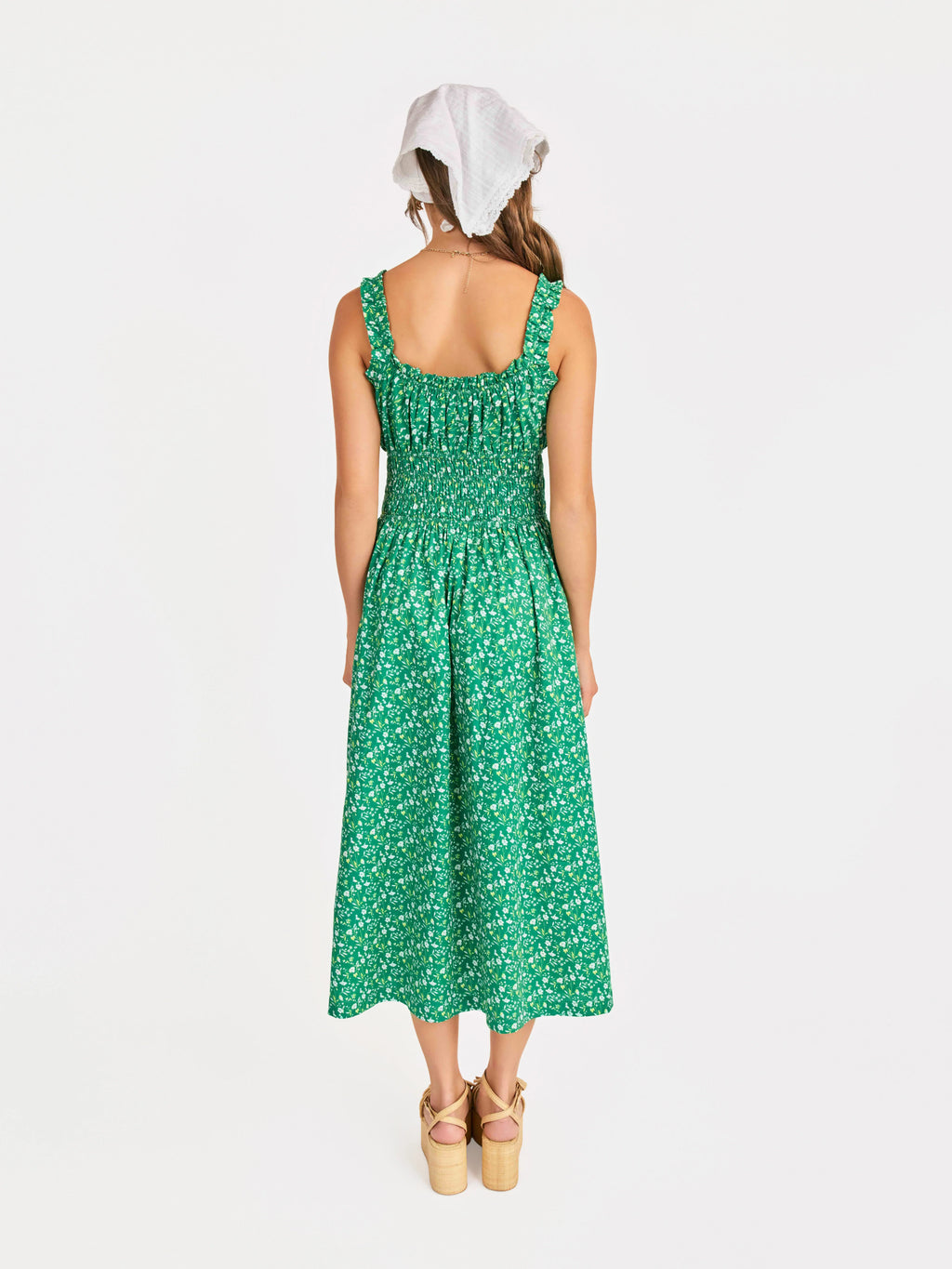 Sun Escape Shirred Waist Midi Dress