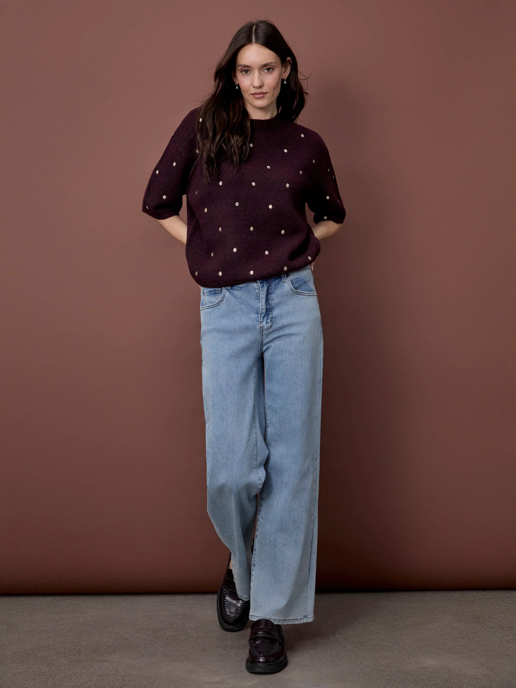 Wine Polka Dot Sweater