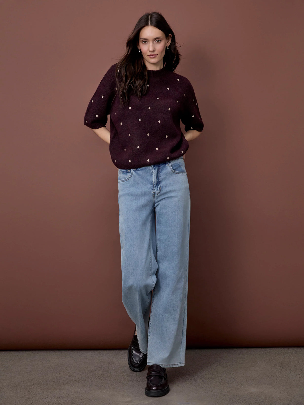 Wine Polka Dot Sweater