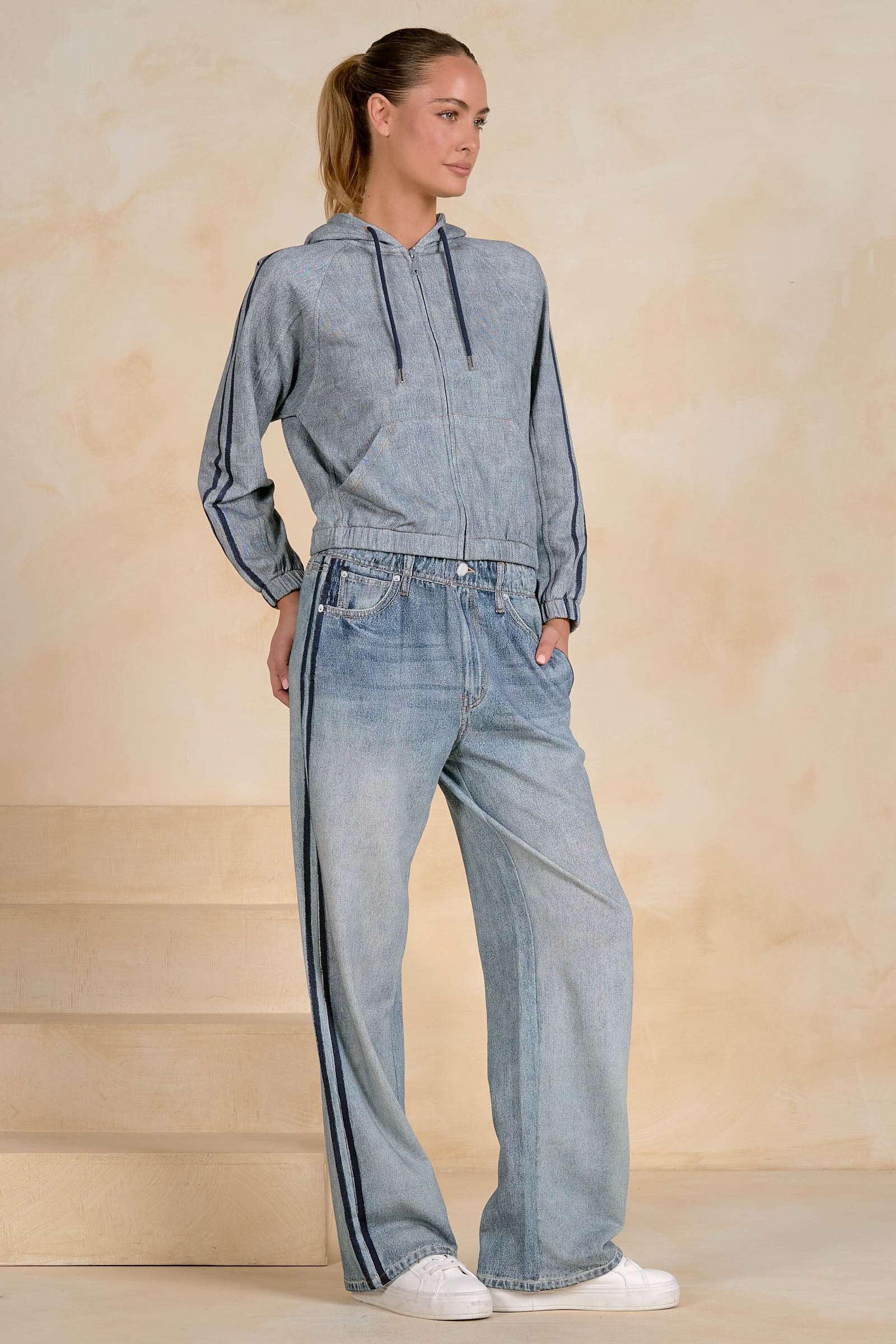ELAN Denim Bomber Hoodie