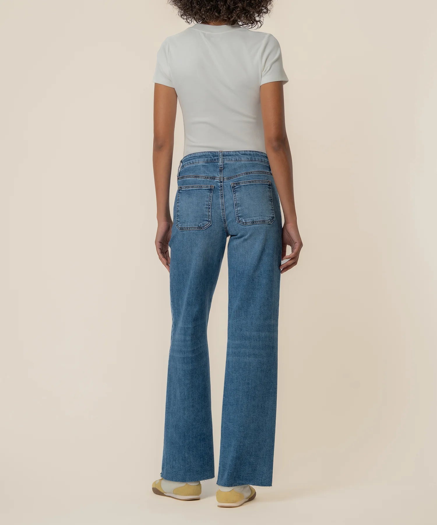Maya High Rise Porkshop Front Pockets Wide Leg Raw Hem